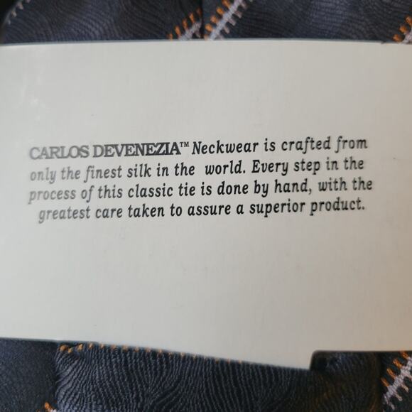 NWT Carlos Devenezia 100% Silk Handmade Striped‎ Tie Professional Career Office - Picture 3 of 5